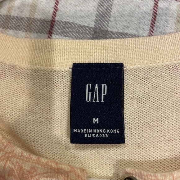 Gap m cardigan with jeweled buttons and satin ribbon belt peach & cream color - Picture 4 of 6